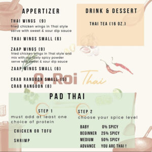 a roi Thai menu
